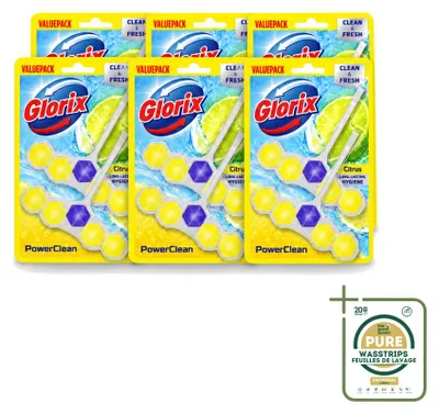 Produktbild von 6 x Glorix Power Clean WC-Einhänger Zitrone - Vorratspackung - 6 Stücke