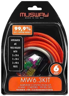 Zdjęcie produktu dla Zestaw kabli zasilających wzmacniacza 6MM miedź bezpieczniki