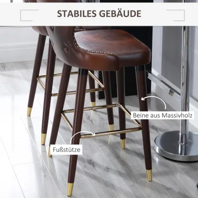 Obrázek produktu pro Barová stolička - Barová židle - Sada 2 kusů - Koženka (PU), hnědá