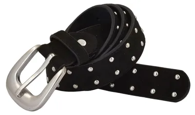 Produktbild von styleBREAKER Damen Nietengürtel Kugelnieten Velours, 95cm,Schwarz