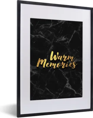 Produktbild von MuchoWow® Gerahmtes Poster Zitat - Erinnerung - Gold - Marmor 30x40 cm - Poster mit Schwarzem Bilderrahmen Wandposter Rahmen Foto Bilder - Wandposter Schlafzimmer