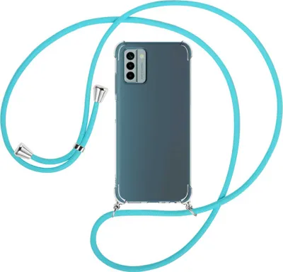 Produktbild von Handykette Backcover-Schutzhülle mit Band (Metall silberfarben) für Nokia G22 (6.5'') - türkis