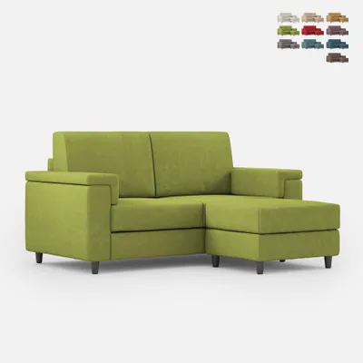 Produktbild von Moderner 2-Sitzer Stoffsofa 168cm mit Hocker Marrak 140P - Dunkel Grün