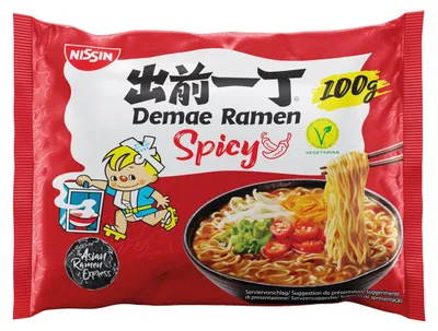 Obrázek produktu pro Nissin DEMAE RAMEN Ramen Spicy, Instantní nudle ramen, 100 g, Spicy, 3 min, 87 kcal, 364 kJ