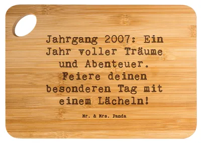 Produktbild von Mr. & Mrs. Panda Holzbrett Spruch 2007 Geburtstag - Transparent - Geschenk, Glückwunsch, Happy Birthday, Hackbrett, Frühstücksbrettchen, vesperbrett, Schneidebrett, Alter