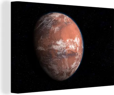 Produktbild von OneMillionCanvasses® - Leinwandbilder - 140x90 cm, Zukunftsprojektion des Mars mit Atmosphäre und Eis., Wandbilder Kunstdruck Wanddekoration - Foto auf Leinwand - Gemälde auf