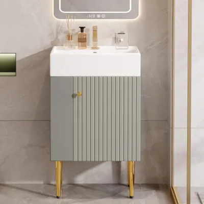 Produktbild von Badezimmermöbel Waschbecken mit Waschtischunterschrank 55 cm,Waschtischunterschrank, Kleine Gästebadmöbel