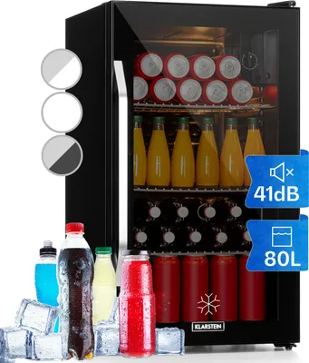 Image de Klarstein Mini Frigo de Chambre et Bureau pour Boisson, Petit Frigo Silencieux, Refrigerateur Mini Bar 80L, Petit Réfrigérateur Camping, Étagères Réglables, Ondulés pour le Vin, Cannette, Beer Fridge