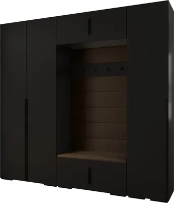 Produktbild von MEBLE KRYSPOL Inova 1 Möbelset Garderobe, 236,7x250x47cm - Schwarz, Manila 04, Schwarz