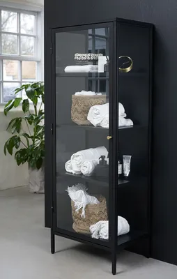 Productafbeelding van Vitrinekast Carmel Zwart H160 cm - Giga Living