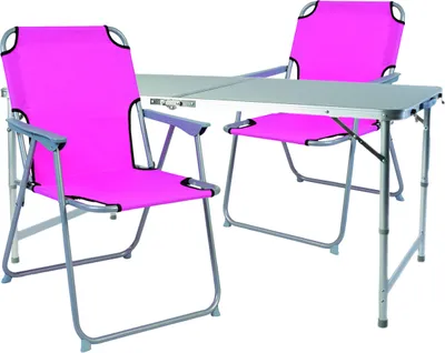 Produktbild von 3-teiliges Campingmöbel Set Alu 120x60x58/70cm Pink
