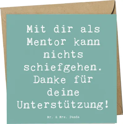Produktbild von Mr. & Mrs. Panda Klappkarte Spruch Beste Mentor - Meeresbrise - Geschenk, Danke sagen, Dankbarkeit, persönliche Entwicklung, Rat und Tat, faltkarte, Bedanken, anlasskarte