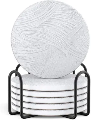 Produktbild von LIFVER Absorbierende Getränkeuntersetzer mit Halter, 6er Set, 10,16 CM