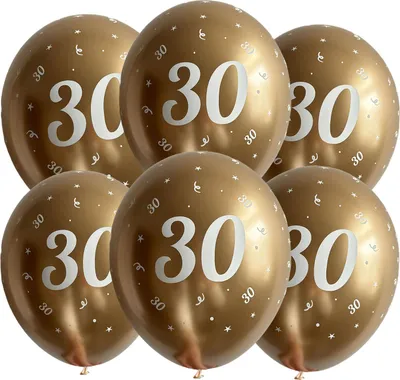Zdjęcie produktu dla Balony urodzinowe złote "30", 30cm, 50 szt.