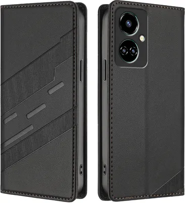 Image de Etui pour Tecno Camon 19/Camon 19 Pro 5G, étui portefeuille en cuirPolyuréthaneavec fente pour cartes et fonction stand Schwarz