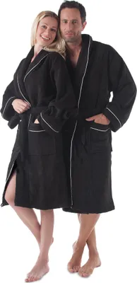 Produktbild von Rügen Bademantel XXL schwarz Baumwolle Frottee 400g/m² Schalkragen