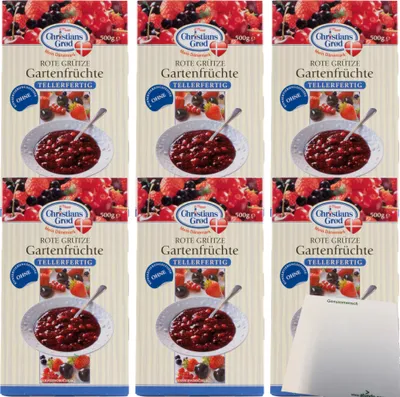 Produktbild von Chr.Grod Grütze Gartenfrüchte Tellerfertig 6er Pack (6x500g Packung) + usy Block