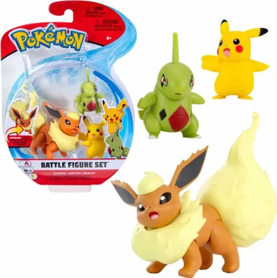 Produktbild von Pokemon Kampf-Figurenset - Flareon Larvitar und Pikachu