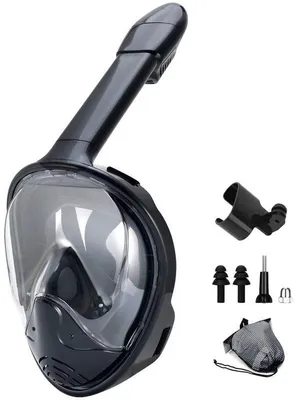 Image de Masque de plongée avec tuba et support pour appareil photo, noir, taille L/XL