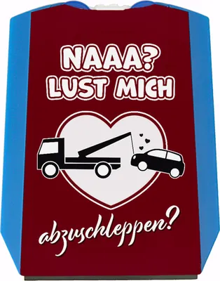 Produktbild von Lust mich abzuschleppen Parkscheibe mit Abschleppsymbol und 2 Einkaufswagenchips