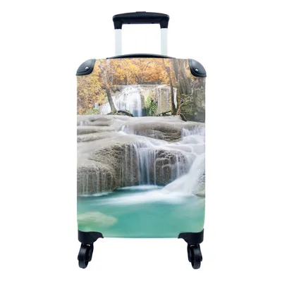 Produktbild von MuchoWow® Koffer Handgepäck Trolley Rollkoffer Kleine Reisekoffer mit 4 Rollen - Wald - Wasserfall - Herbst - Cabin Size < 55x40x23 cm & 55x40x20 cm - Fotokoffer - Kabinenkoffer - Boardgepäck - Reise-Box - Reisekoffer - Reisegepäck - Koffer mit Bild - Trolley für Kinder