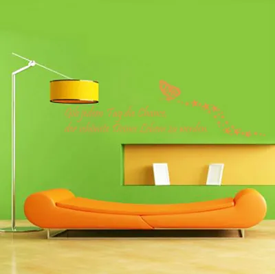 Produktbild von Wandtattoo - Wandaufkleber - Wandtattoo "Gib jedem Tag die Chance..." - 150cm x 45cm orange - Dekoration Küche Wohnzimmer Wand