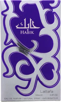 A product box for Lattafa Habik Eau de Parfum.