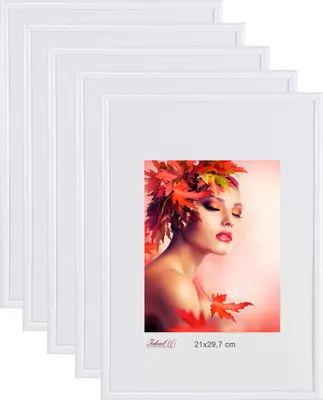 Produktbild von 2er 3er 5er Pack Bilderrahmen Kunststoff Lifestyle Foto Rahmen Collage KYOTO - Farbe: 5er Pack Weiss | Format: 21x29.7