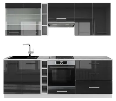 Produktbild von Küchenzeile Vicco Fame-Line Anthrazit Hochglanz/Weiß 235 cm , AP Marmor, Model 42663
