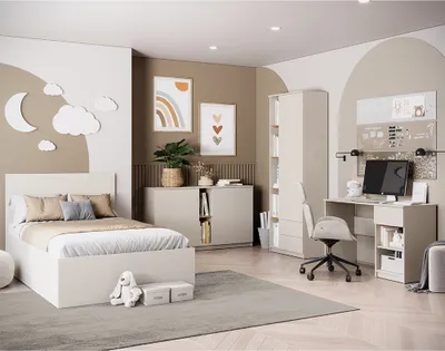 Produktbild von Jugendzimmer Set 4-teilig FIER-129 mit Bett 120x200 in kaschmir mit Eiche