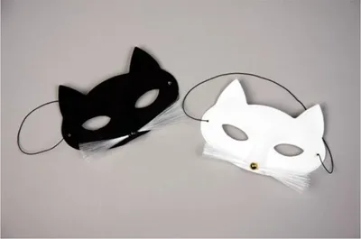 Produktbild von Katzenmaske mit Gummiband Karneval Fasching, Farbe:schwarz