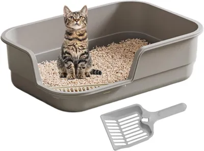 Produktbild von Halbgeschlossene Katzentoilette, leicht zu reinigen, inklusive Schaufel, geeignet für mehrere Katzen und ältere Haustiere, für den Innenbereich