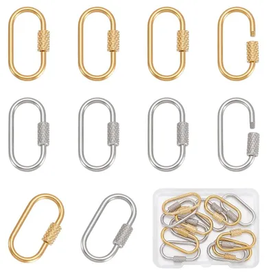 Image de Crochets mousqueton verrouillables - Acier inoxydable 304 avec système de verrouillage par vis - Pour la fabrication de bijoux et les travaux de bricolage - 12 pièces, 26 mm