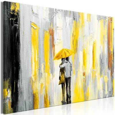 Obrázok produktu pre Obraz z netkaného textilu - Zamilovaný dáždnik (1 diel) široký žltý 90x60 cm ľudia h-C-0116-b-b