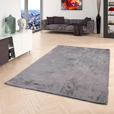 Produktbild von Luxus Super Soft Fellteppich Plush Grau, Größe:140x180 cm
