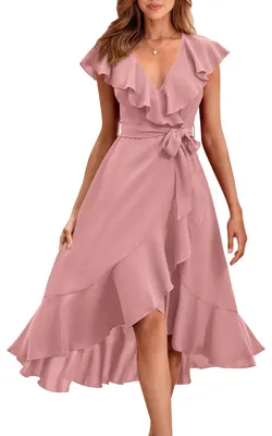 Image de PRETTYGARDEN - Robe longue d'été 2023 pour femmes, style bohème décontracté, enroulée, décolleté en V plongeant