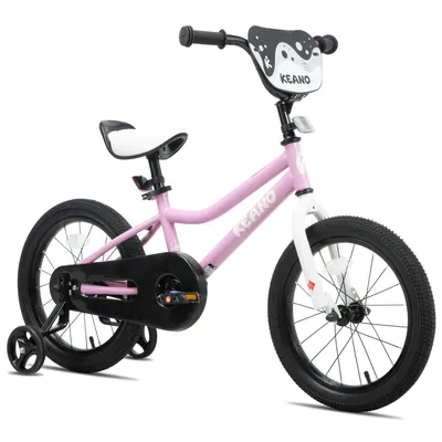 Productafbeelding van KEANO kinderfiets met afneembare stabilisatorwielen, ideaal voor jonge beginnende fietsers