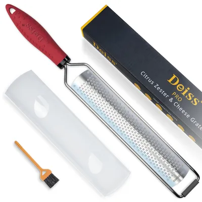 Productafbeelding van Deiss PRO kaasrasper – Brede roestvrijstalen rasp voor Parmezaanse kaas, citroen, gember, knoflook, chocolade en groenten – Scherp lemmet, vaatwasmachinebestendig