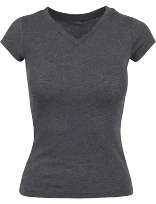 Produktbild von Build Your Brand Ladies Basic Tee - Farbe: Charcoal (Heather) - Größe: S