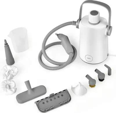 Produktbild von Dampfreiniger Handgerät 1000W mit 300 ml Wassertank, Dampfreinigungsgerät mit 10 Zubehör, Steam Cleaner für Polster Teppiche Fenster Küche Bad (Grau)