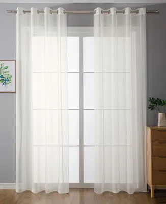 Produktbild von 2er-Pack Ösen Gardinen Transparent Vorhang Set Wohnzimmer Voile Ösenvorhang Bleibandabschluß HxB 145x140 cm Creme, 203322
