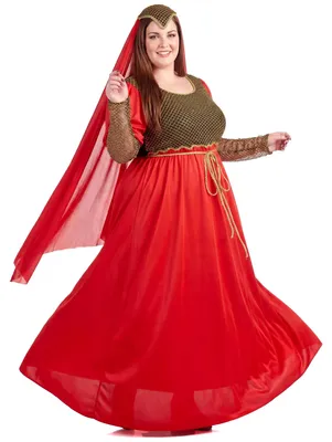 Obrázok produktu pre Stredoveký kostým plus size pre ženy červeno-zlatý - XXL