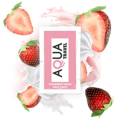Produktbild von Aqua Travel Strawberry Cream Flavour Waterbased Lubricant - 6Ml