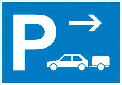 Produktbild von PKW mit Anhänger Parkplatz Schild mit Richtungspfeil rechts waagerecht A3 (297x420mm)