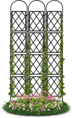 Produktbild von Wandspalier Schwarz 90x210cm mit Bogen Rankgitter Pflanzenstütze Gitterspalier für Garten