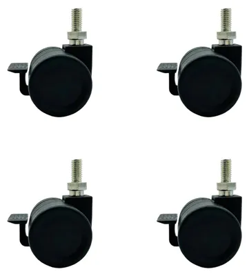 Image de Roulettes doubles en nylon, avec frein, diamètre 38 mm, lot de 4, pivotantes à 360 degrés, pour meubles