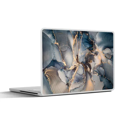Produktbild von MuchoWow® Laptop Aufkleber Sticker Cover Marmor - Grau - Blau - Luxus - Gold 36.5x27.5 cm - Laptop-Sticker
