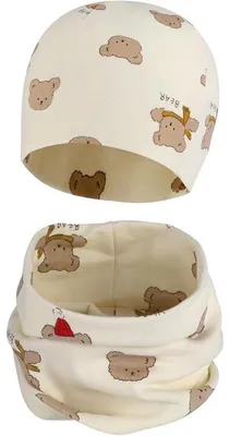 Immagine prodotto di Sciarpa a tubolare con berretto da bambino, in cotone, motivo orso di Natale, taglie S/M/L