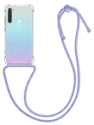 Produktbild von kwmobile Necklace Case kompatibel mit Xiaomi Redmi Note 8 (2019 / 2021) Hülle - Silikon Cover mit Handykette - Band Handyhülle Lavendel Violett