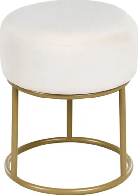 Produktbild von BELIANI Hocker Cremeweiß Samtstoff Rund 35 cm mit Goldenen Metallbeinen Glamourös Modern Sitzpouf Sitzhocker Ottomane Pouf Fußhocker